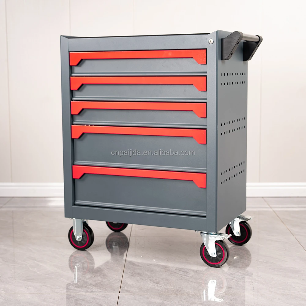 

Warehouse Rolling Tool Box With Wheels Cabinet Trolley Customized Auto Repair Lockable Tool Cabinet Tool Cabinet 5 Drawers