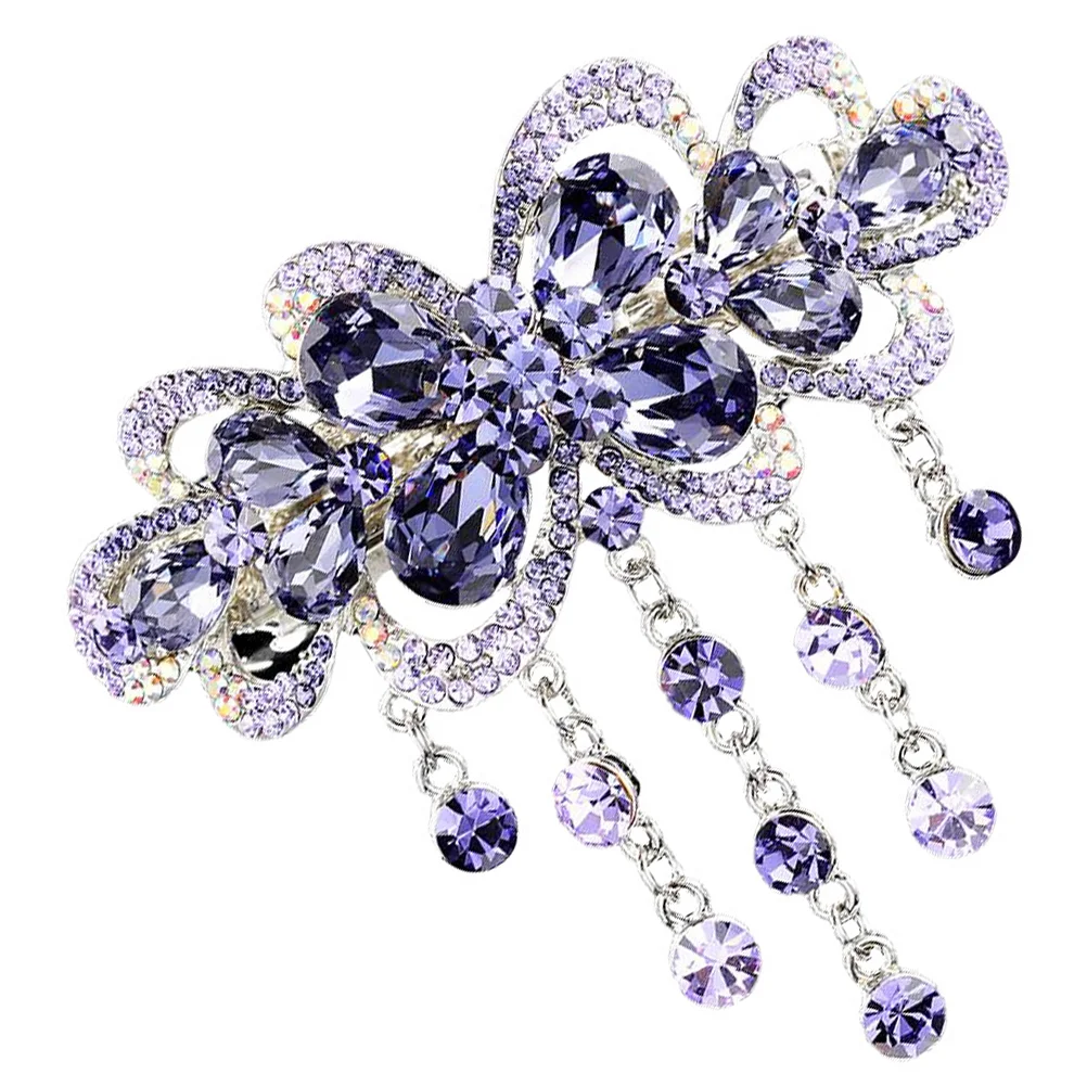 Hairpin Rhinestone Barrette Barrettes Women Headdress Girls Spring Clip Automatic Modeling French