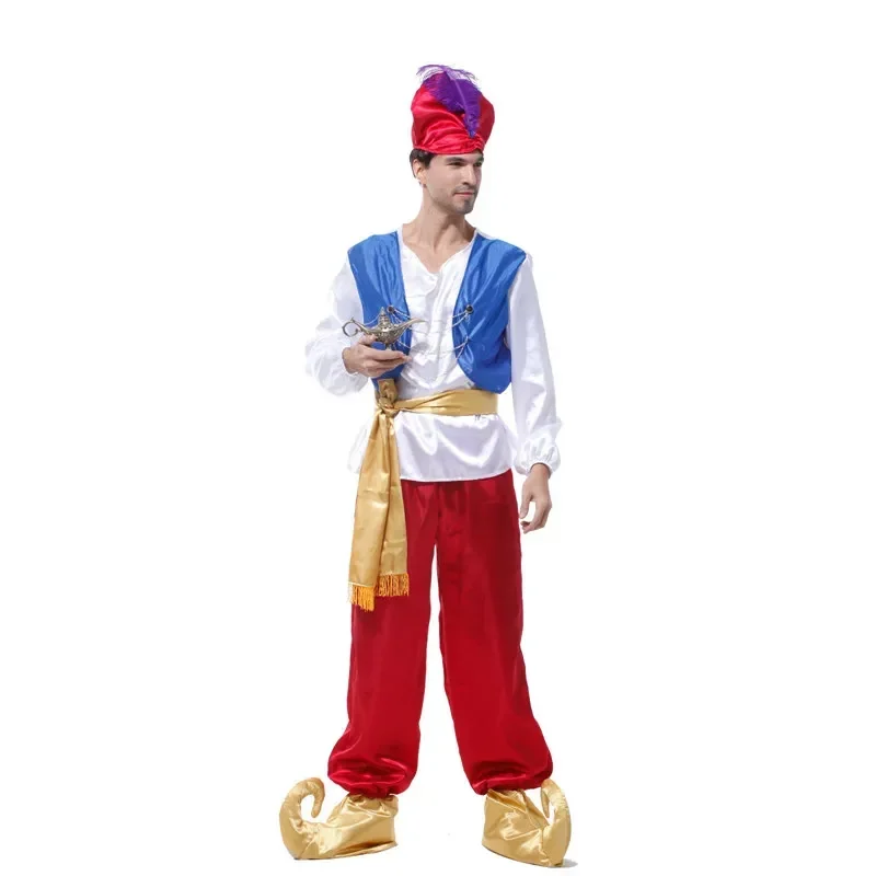 Purim carnaval festa trajes de halloween adulto homem aladdin traje árabe aladdin príncipe cosplay