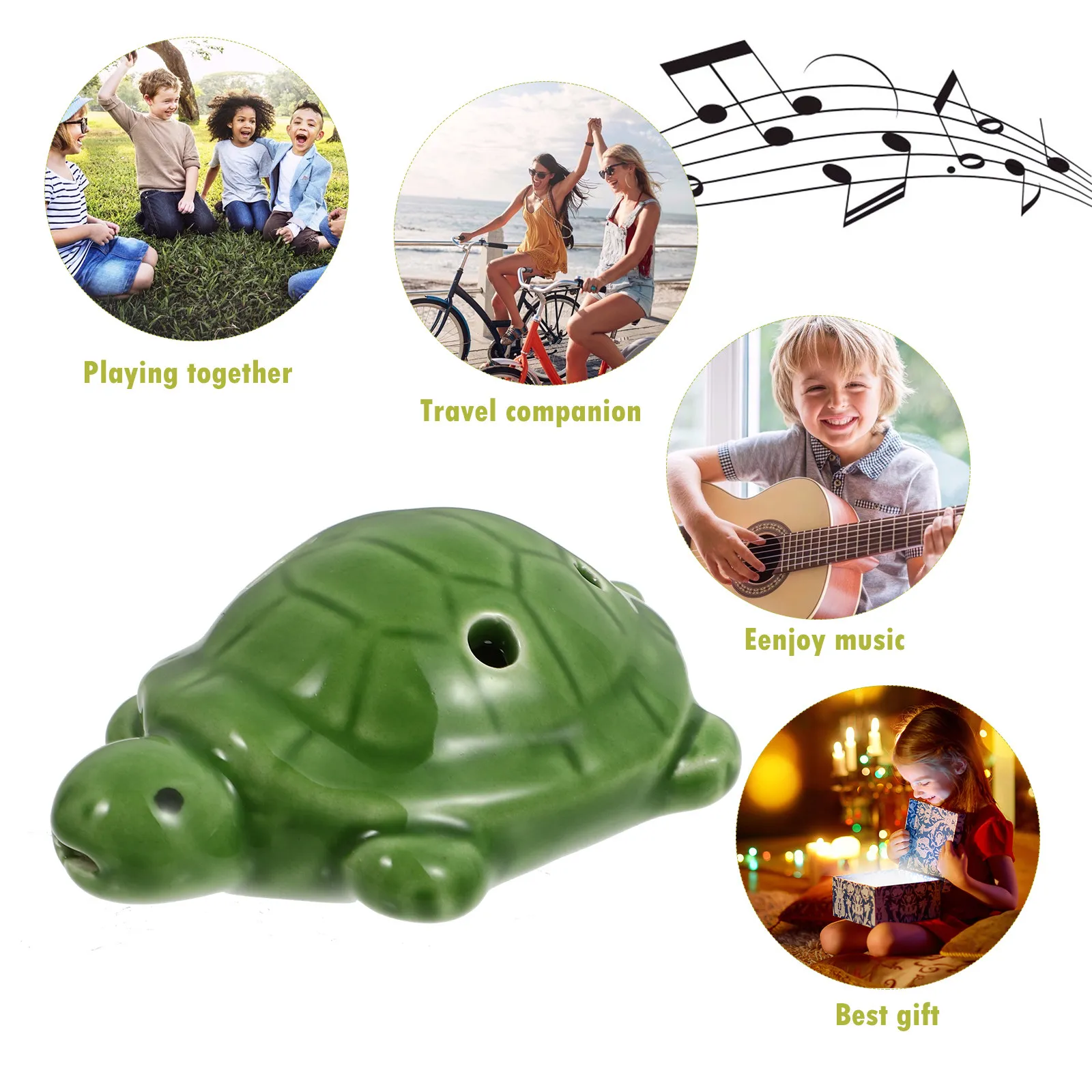 Turtle-Shaped White Porcelain Ocarina for Beginners – Lightweight, Durable & Portable Flute Instrument