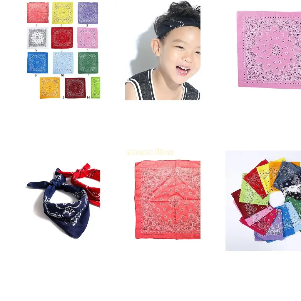 

31BF Bandana Kerchief Unisex Hip Hop Paisley Floral Hair Band Neck Scarf Sports Wrist Wraps for Head Square Scarves Handkerch