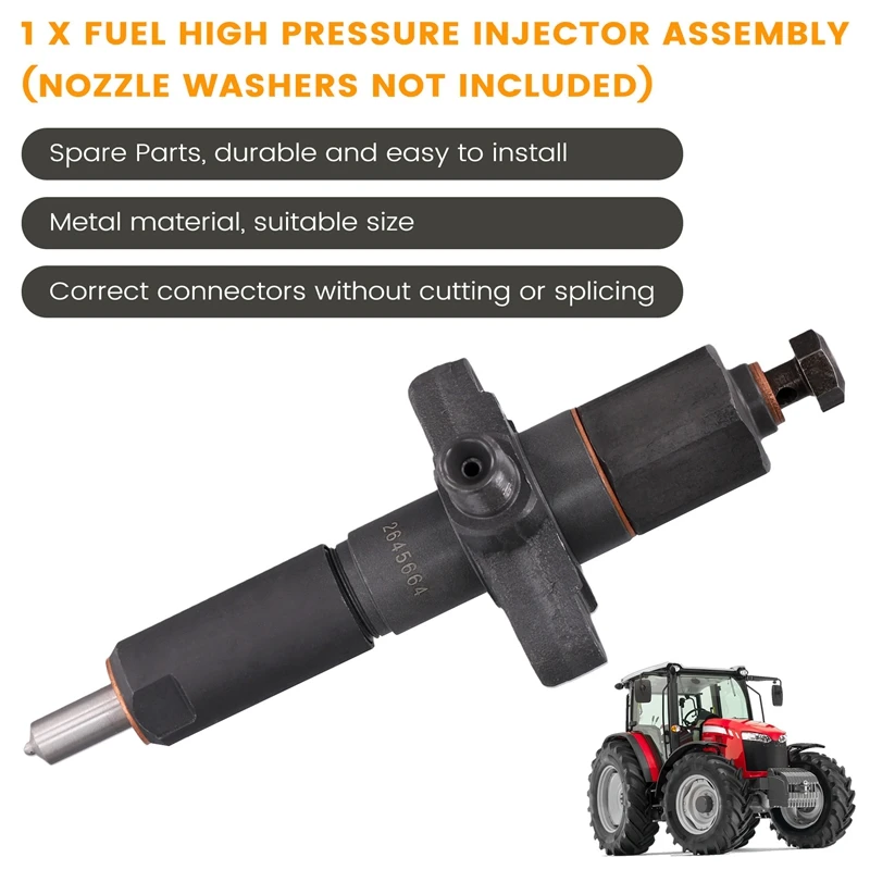 

2645664 Engine Accessories Fuel High Pressure Common Rail Injector Assembly For Massey Ferguson 283, 290 For 60H Loader-N25R