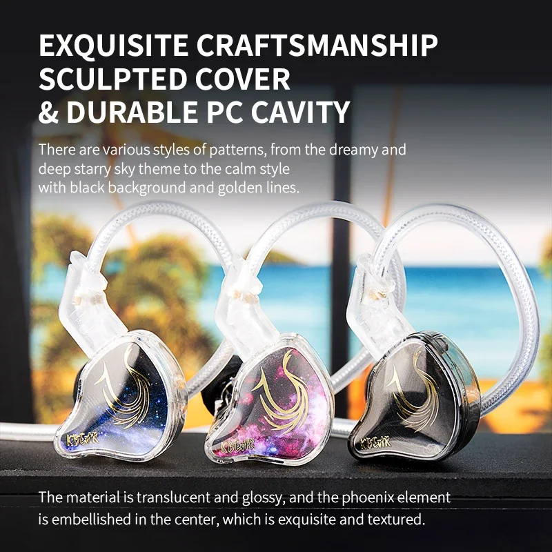 KBEAR In Ear Earphones Phoenix 10mm DD HIFI Sport Bass Earbuds Noise Cancelling Monitor Headphones with Non Replaceable Cable