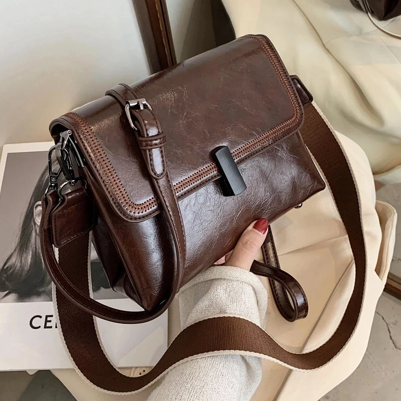 

Small PU Leather Crossbody Bags For Women 2022 Classic Trend Broad strap Shoulder bags vintage Female Handbags Lady Hand Bag