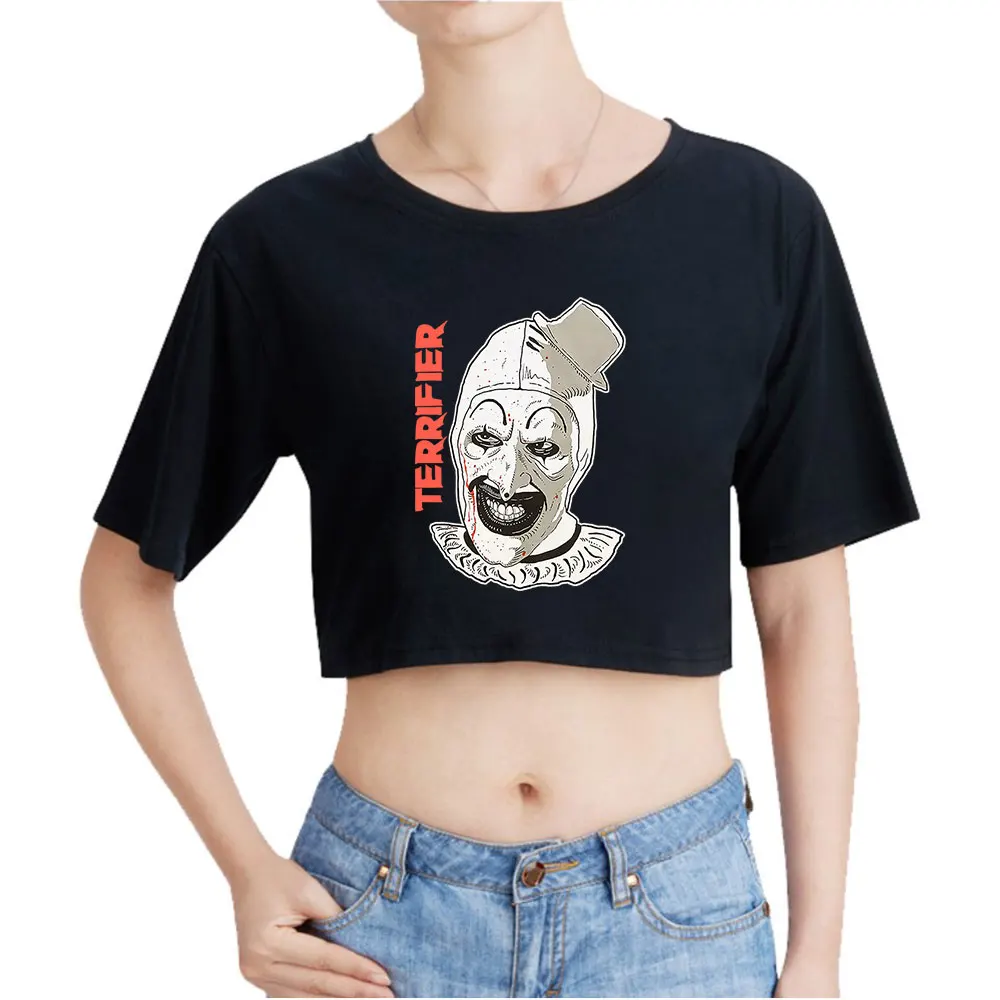 Terrifier Art The Clown Jumbo Graphic Vintage 90s Crop Top Exposed Navel T-Shirt Oversize ONeck Tops Women Funny Tshirt Fashion