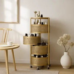 Nordic Household Multilayer Rotation Storage Shelves, Beauty Salon Auxiliary Car with Wheels, Nail Tattoo Aesthetic Trolley