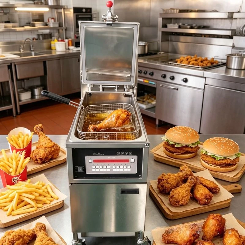 Commercial American Pressure Chicken Fryer, Pressure Deep Fryer with Auto Oil Filter & Multi‑Step Temp Control  PEF-600