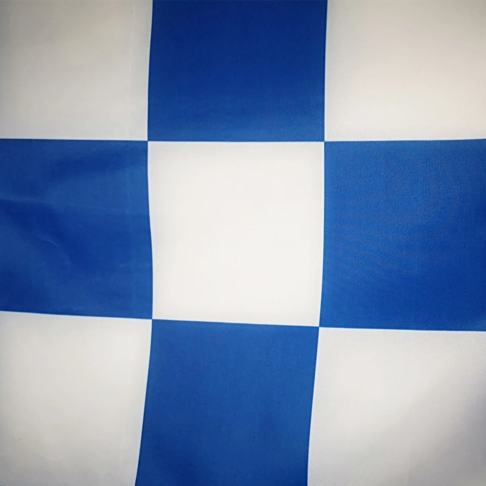 Chequered Blue And White Flag Graphic Custom Printed Hanging Banner Party Sport Polyester Shaft Cover Grommets 3X5FT 90X150CM