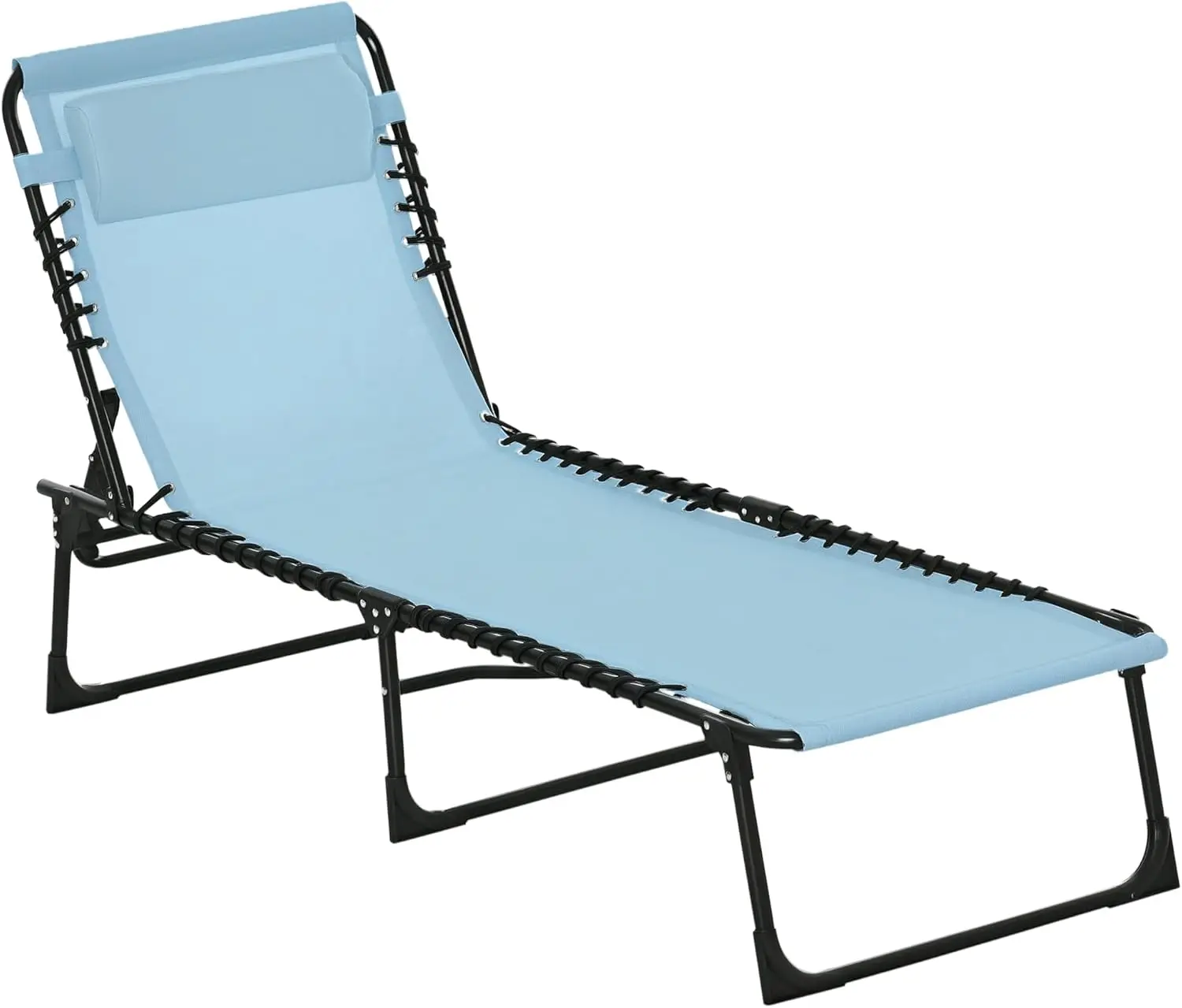 

Folding Chaise Lounge Chair, Adjustable Reclining Back, Breathable Mesh Seat for Outdoor Relaxation at Beach or Poolside