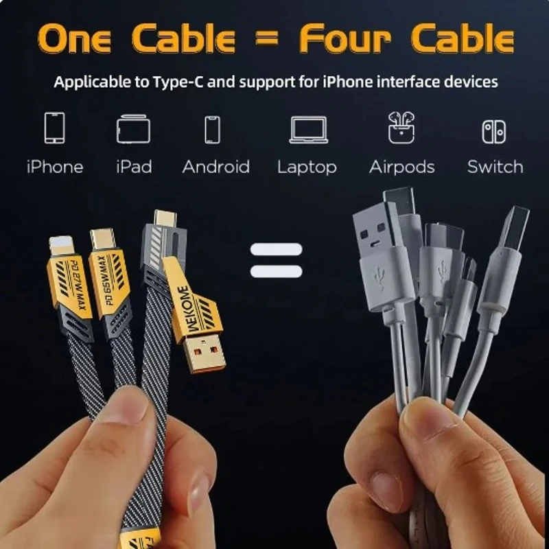Four-in-one Multi-function Data Cable, USB-A/IPH/TYPE-C Port Conversion, Suitable for Charging Various Mobile Phone Models. image 6