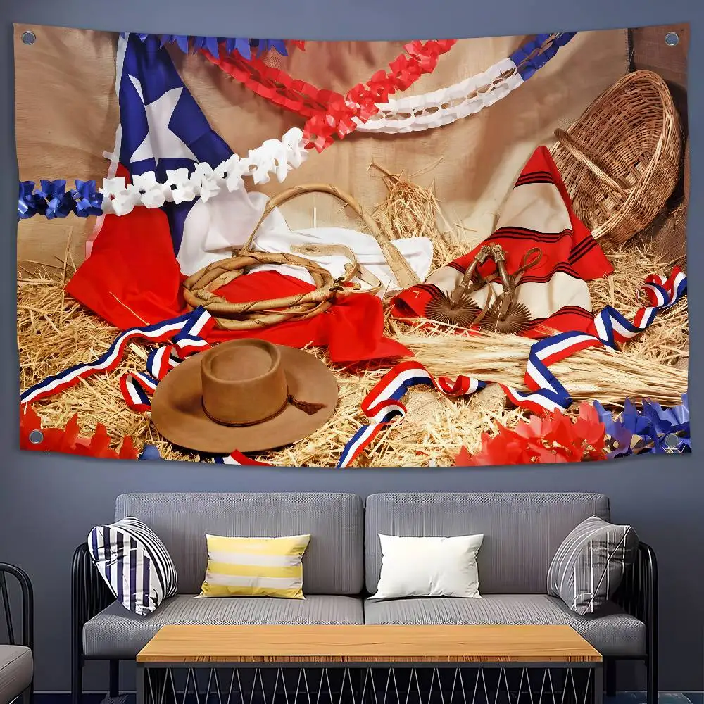 18 Sepetembre Chile Festival-Flagge, Schlafzimmer, Wohnzimmer, Bar, Garten, Outdoor, Mikrofaser, Festival-Dekoration, Hintergrund, Kunst-Banner