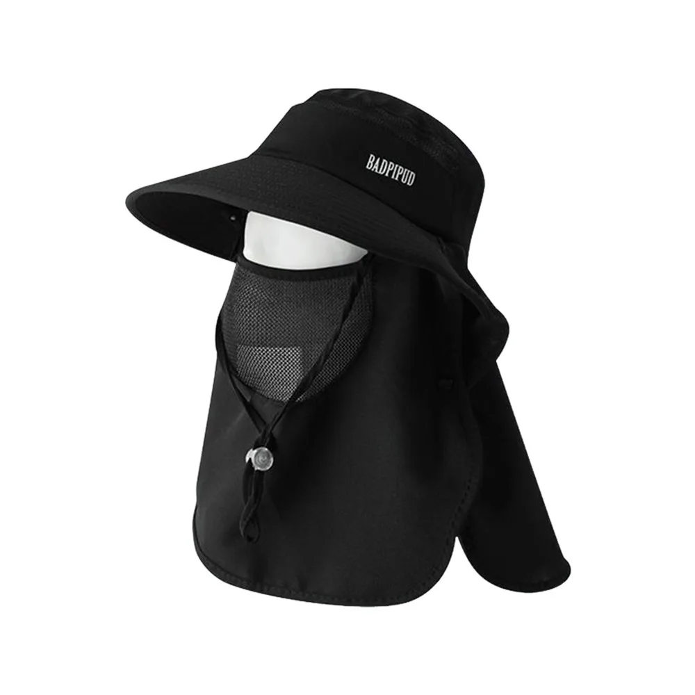 

UV Protection Women's Sun Protection Hat Wide Brim with Face Mask Summer Face Shield Neck Cap Adjustable All-in-one Sun Hat
