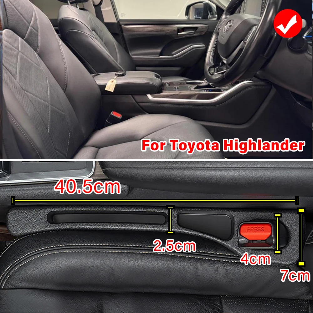 Para Toyota Highlander xu20 xu40 xu50 xu70 espacio de asiento de coche híbrido tira de relleno a prueba de fugas accesorios de almacenamiento de asiento 2022 2023 2024