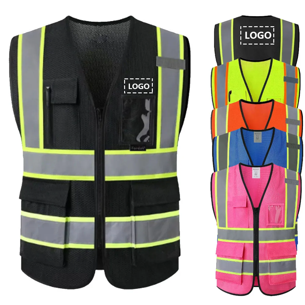 Logo Custom Vest Uniform Construction Building Road Working Mesh Work Vest Aircraft Maintenance Engineer Multipocket Vest