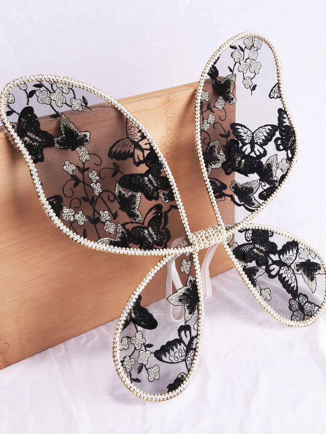 Halloween black butterfly wings, gold embroidery dark fairy wings, major holiday supplies.