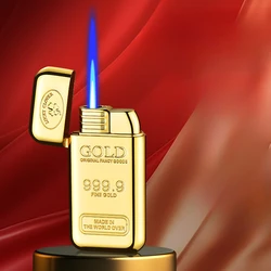 Gold Bar Fashion Inflatable Lighter Cigarette Accessories Butane Gas Lighters Unusual Metal windproof lighter Men's Gift Gadget