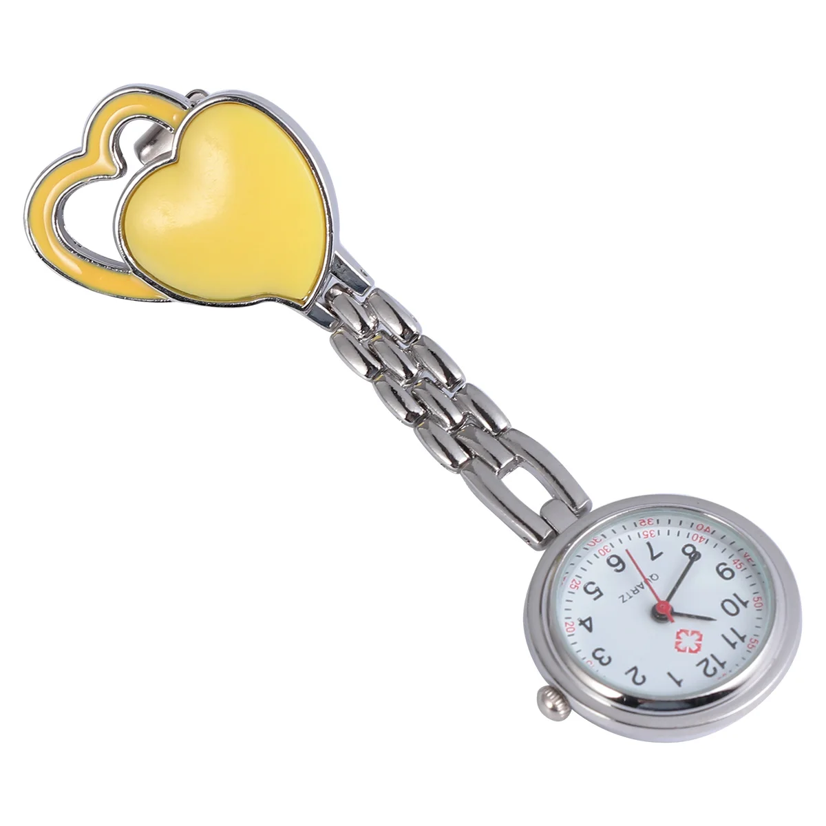 

Heart Shaped Pocket Watch Waterproof Fashion Creative Hanging Watch For Decor Use Yellow Durable Elegant Timepiece Gift Family
