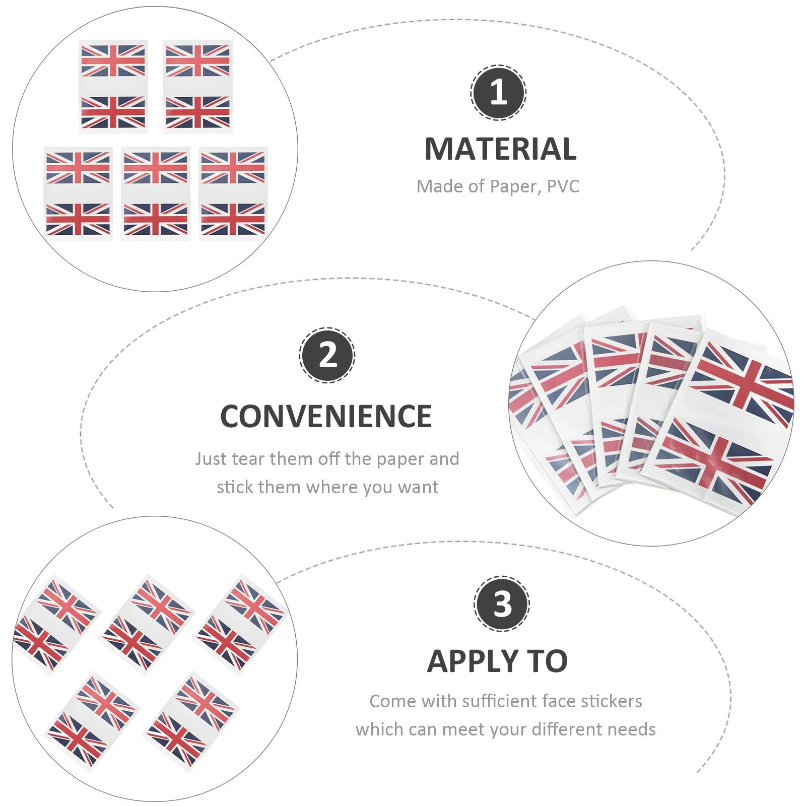 

5 set British Flag Face Stickers Waterproof Patriotic Decals Sports Match Decorative Flag Stickers For Football Games National