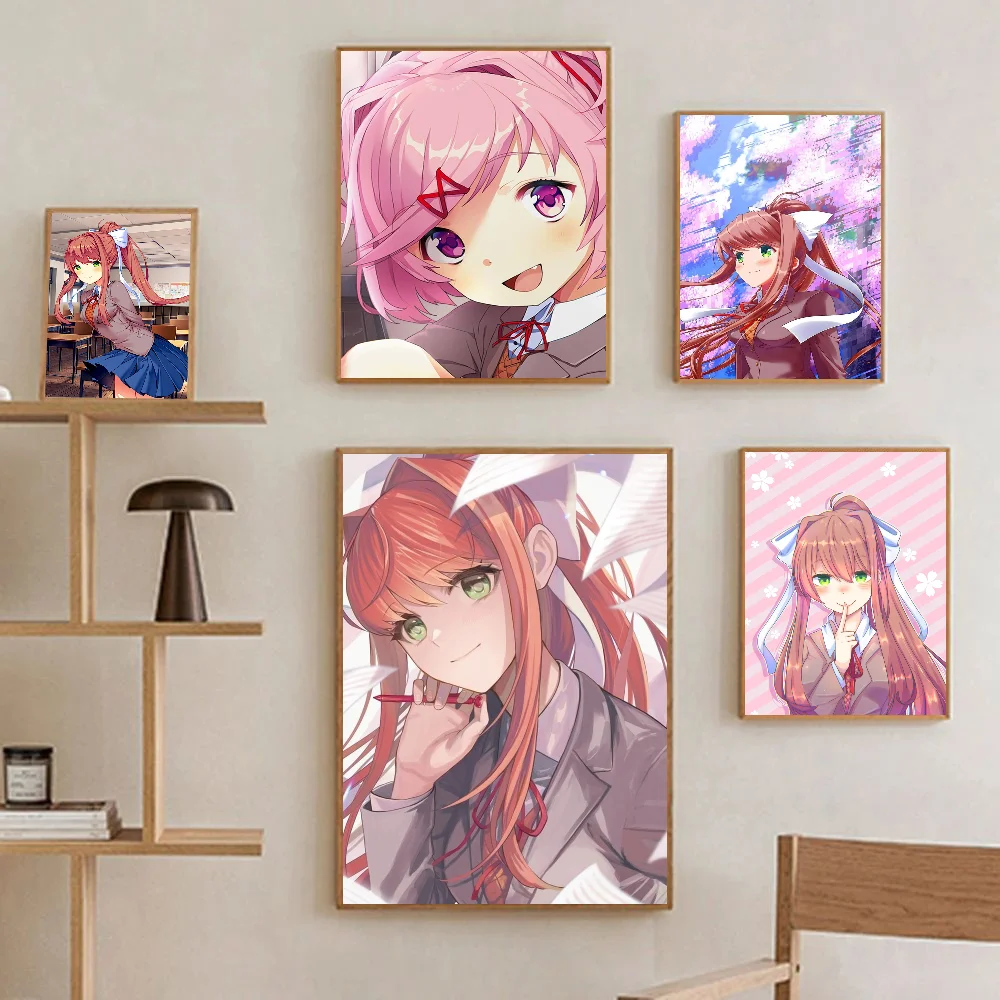 1pc Game D-Doki D-Doki Literature Club Anime Self-adhesive Art Poster Waterproof Paper Sticker Coffee House Bar Room Wall Decor