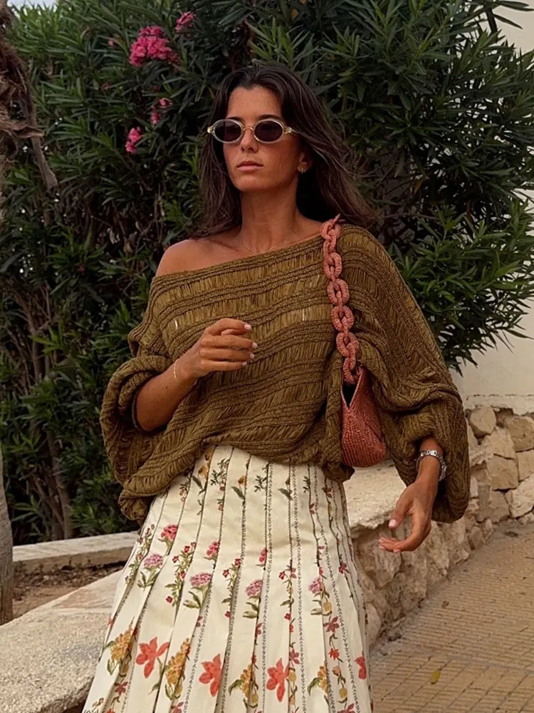 

HH 2025 Autumn Casual Knitted Pullover For Women Long Sleeves Round Neck Solid Color Loose Fashion Sweater Vintage Tops