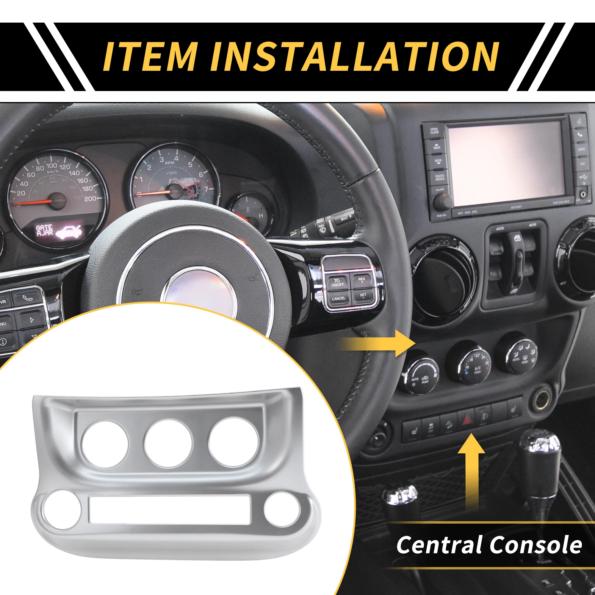 

UXCELL Console AC Switch Control Cover Trim for Jeep Wrangler JK JKU 11-17 Silver Tone