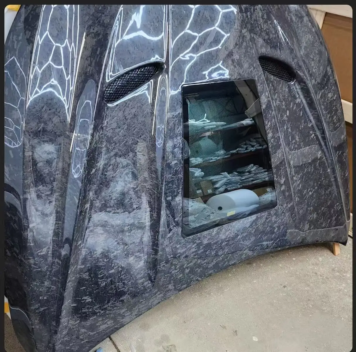 Cappa in carbonio MRD per Infiniti Q50 2014+ Q60 2017+ Cofano in fibra di carbonio con finestra in vetro