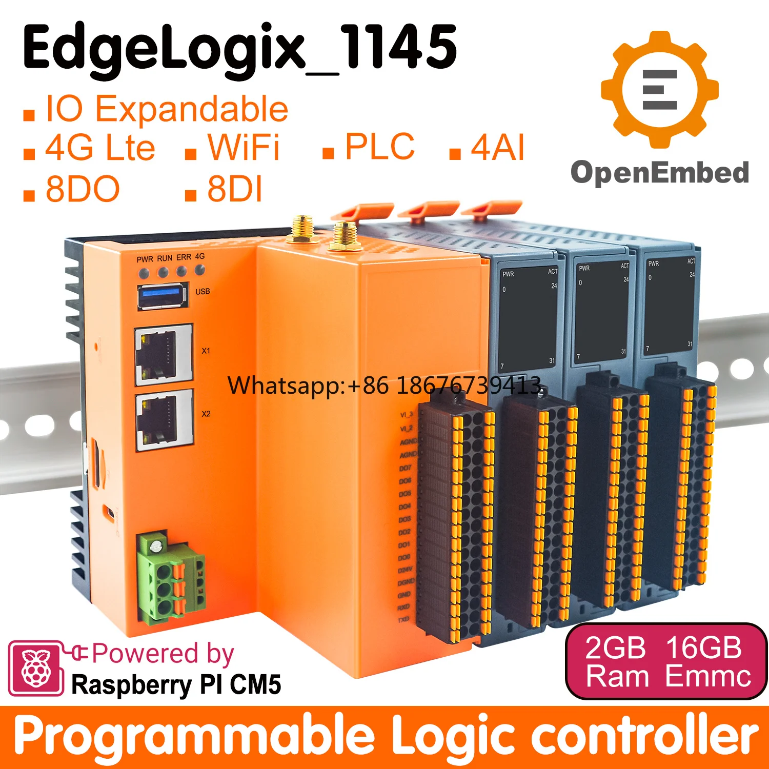 Raspberry PI CM4/CM5 PLC Programming Logic Controller IO Expansion RS485 Support Industrial Control