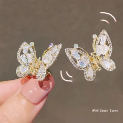 Summer Small Rhinestone Butterfly Hair Claws Hairpin Mini Cute Pearl Grabs Metal Hair Clip For Women Sweet Accessories