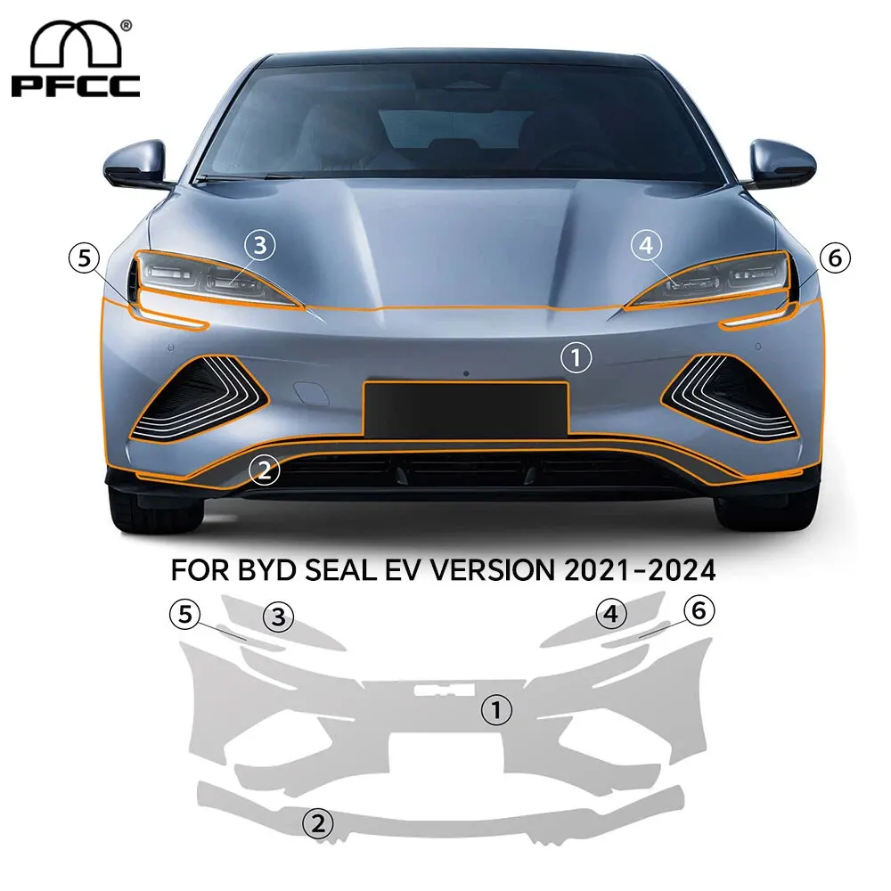 

Для BYD Seal EV версия 2021-2024 передний бампер предварительно вырезанная защитная пленка для краски PPF аксессуары против царапин прозрачная наклейка ﻿