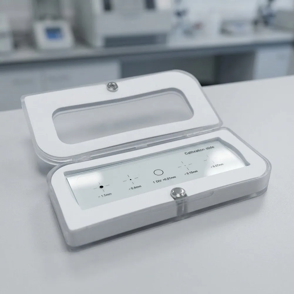 Crosshair Scale Stage Micrometer Laboratory Use Measuring Range X 1mm Measuring Range for Y 1mm Slide Size 75mm X 25mm