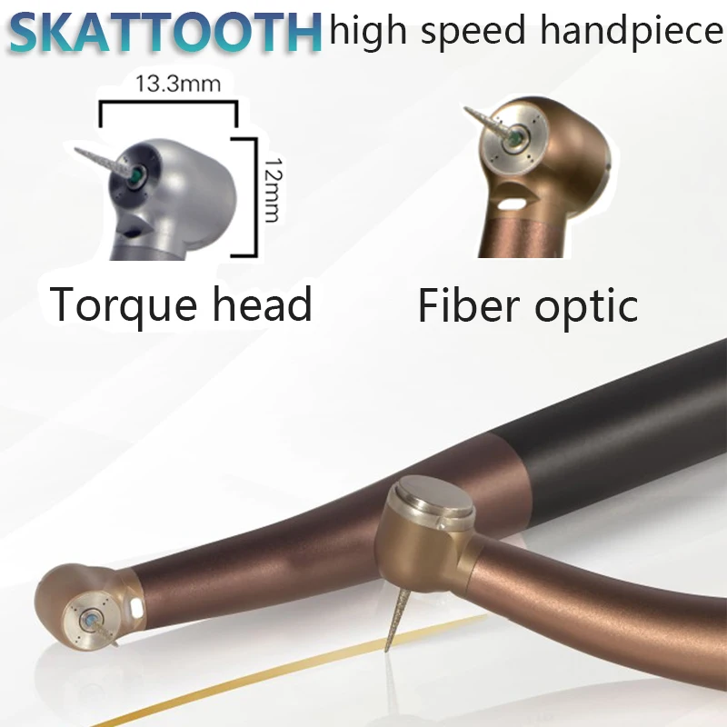 Bor gigi torsi kepala Handpiece, turbin udara LED kecepatan tinggi, bantalan keramik 4 lubang, semprotan Air serat optik