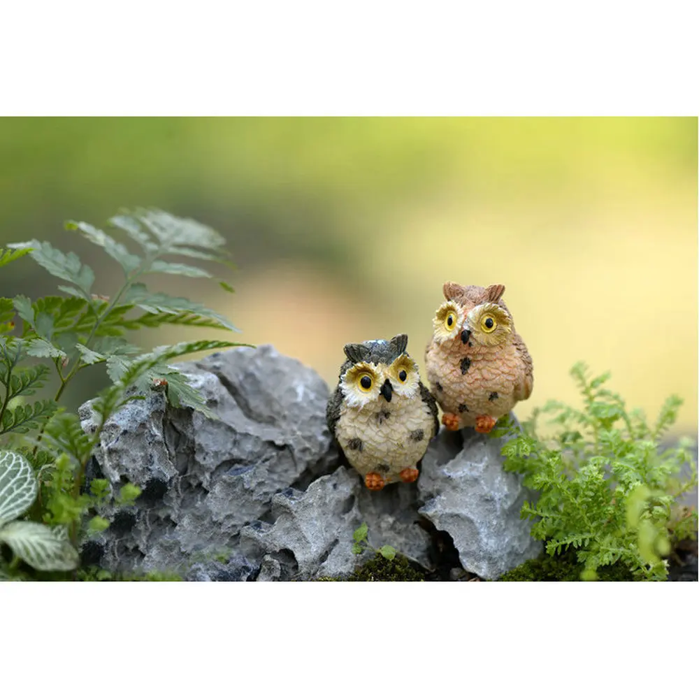 1 Pcs Random Owls Animal Figurines Resin Miniatures Figurine Craft Fairy Garden Ornament Micro Landscaping Fairy Garden Supplies