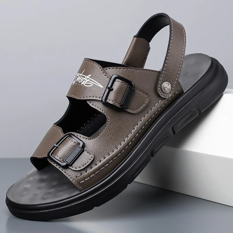 

Мужские летние новые сандалии 2026 года: мягкая подошва, водонепроницаемые, нескользящие, для вождения и пляжа, повседневные, двухфункциональные, уличные, без застежек, тапочки