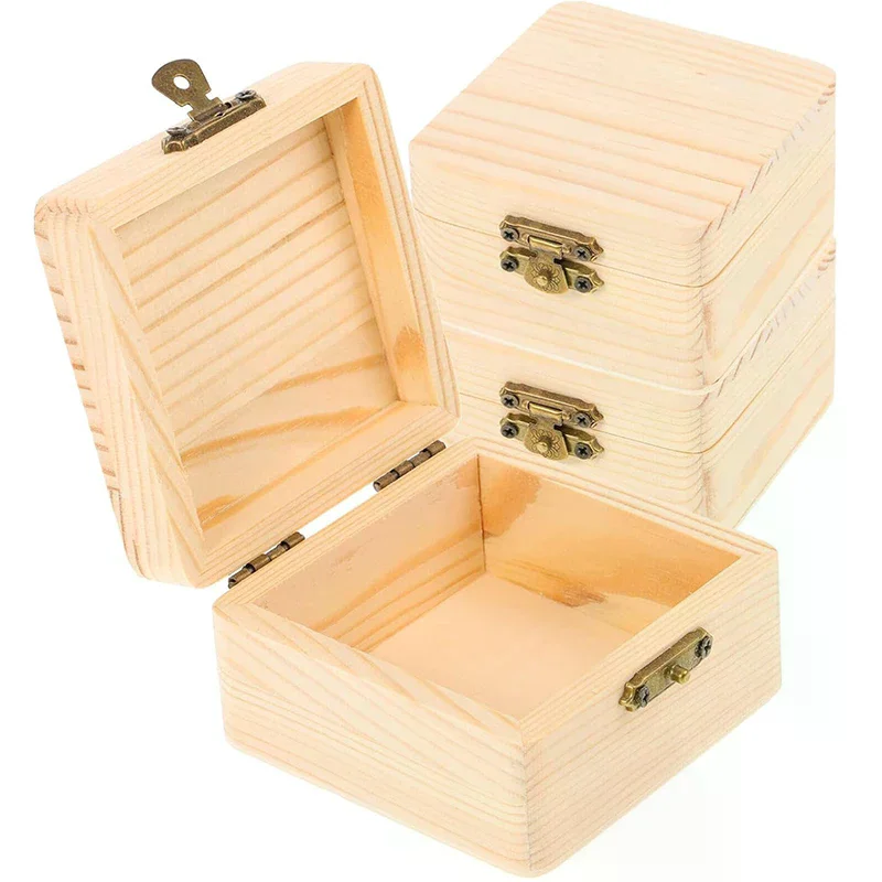 

8x8x4.7cm Plain Natural Wooden Packing Box Storage Box Gift Box Wooden Storage Box Home Sundries Storage Box