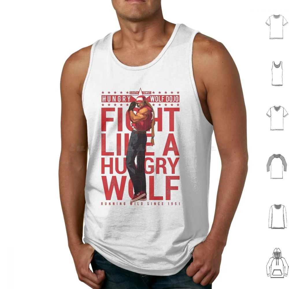 Hungry Wolf Dojo Gym Tank Tops Print Cotton King Of Fighters Kof Terry Bogard Geese Howard Snk Neo Geo Gaming Gamer Retro