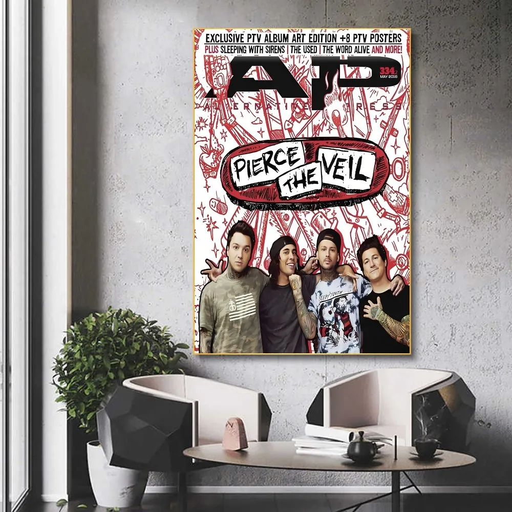 Pierce The Veil Band DIY Sticky Poster Fancy Wall Sticker for Living Room Bar Decoration Wall Decor