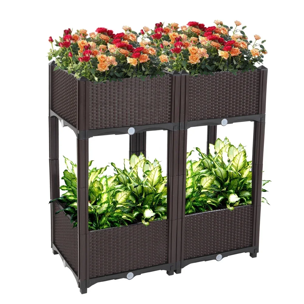 

4Pcs Free Splicing Injection Planting Box Brown
