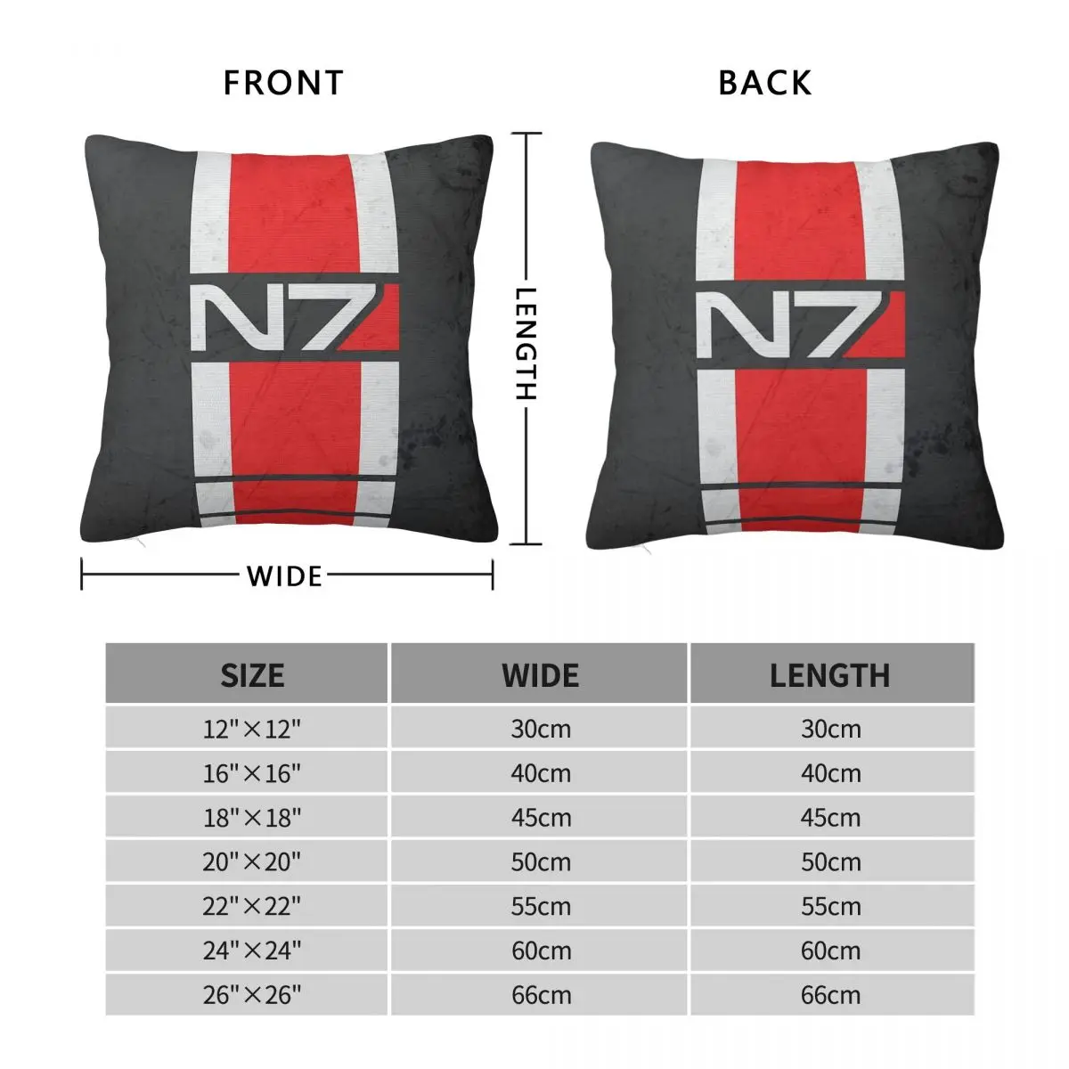 Mass Effect N7 Special Forces Stripes Square Pillowcase Polyester Linen Velvet Printed Zip Decor Pillow Case Home Cushion Case