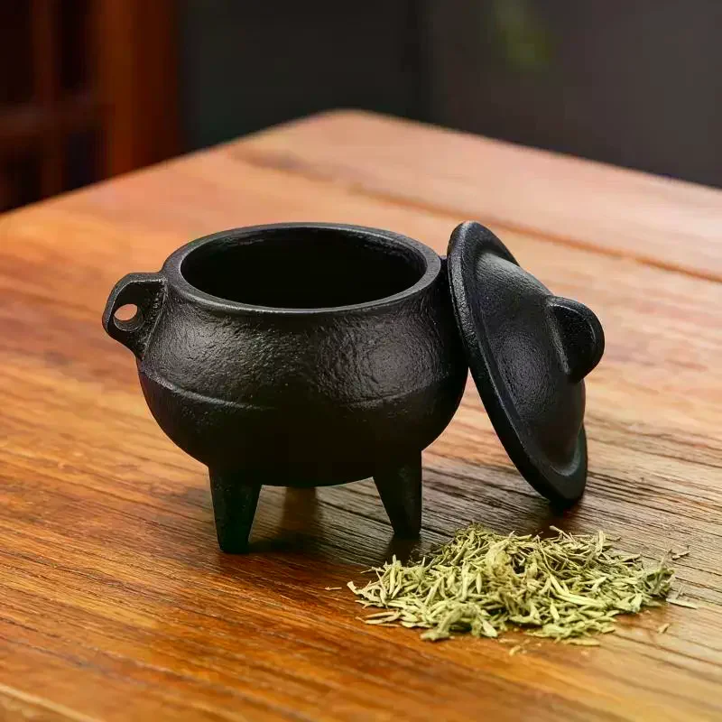 /PFU/Cast Iron Sandalwood Incense Holder Sage Smudge Pot Burner Home Decor Suitable For Meditation Yoga Halloween Mini