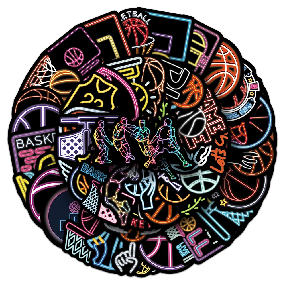 

10/30/50pcs Cartoon Neon Basketball Sports Stickers Cool Graffiti Decals for Kid Toy DIY Motorcycle Suitcase Laptop PVC Sticker