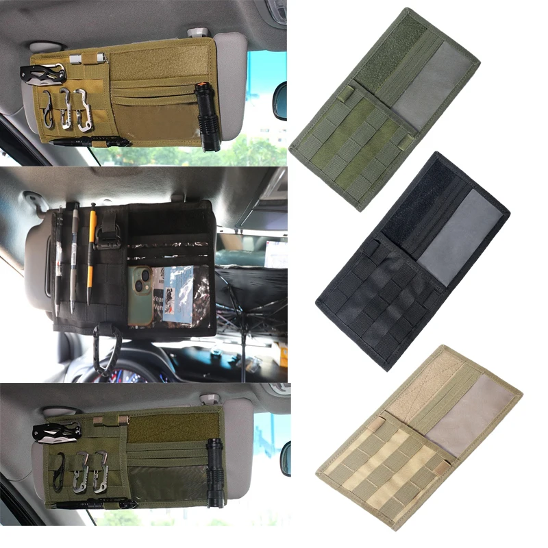 Tactical MOLLE Vehicle Sun Visor Organizer Panel CD Storage Bag Car Truck Auto Accessories Holder EDC Tool Pouch Storage Bag