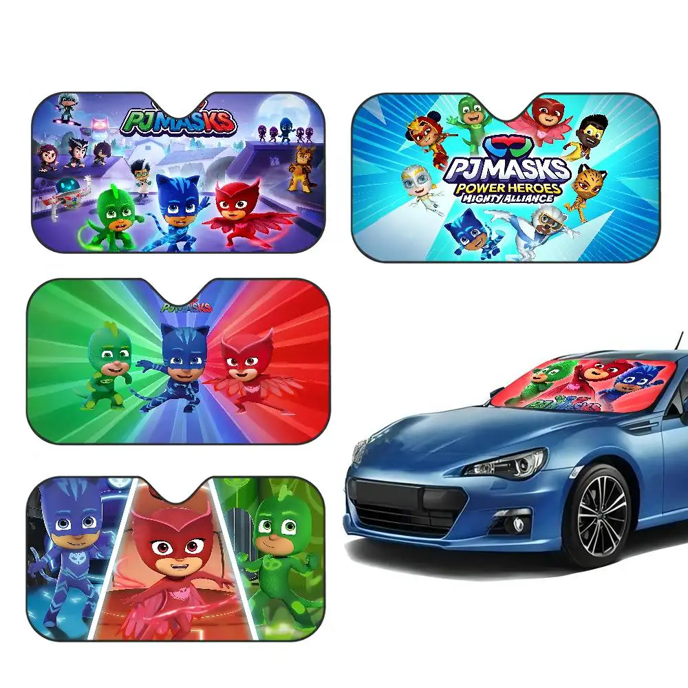 Cartoon PJ M-Masks Car Solar Protection Heated Windshield Sunshade Car Window Windscreen Cover Sun Shade Auto Sun Visor