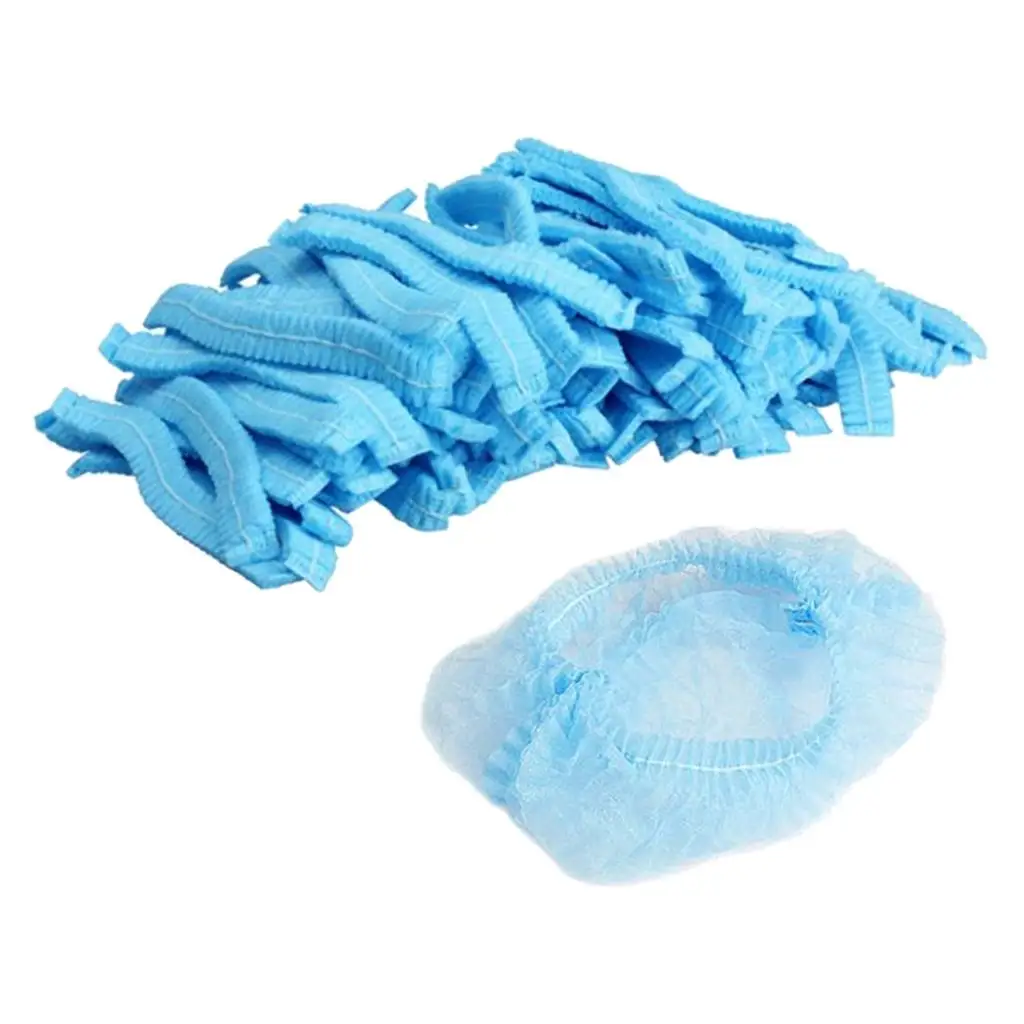 Disposable Hair Cap Non Woven Elastic Lightweight Breathable Shower Hat for Kitchen SPA Industrial Use