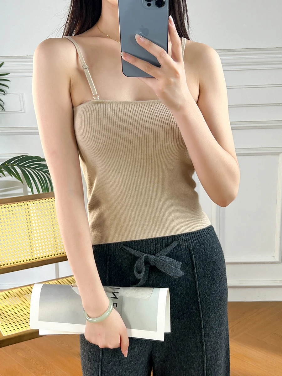 

Женская облегающая майка Pure Camere, вязаный жилет, нижнее белье, для повседневной носки, модная осенняя коллекция