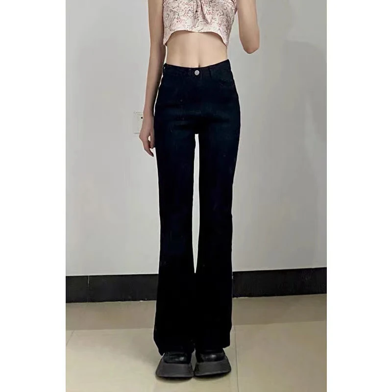 ハイウエストフレアジーンズ レディース ティーネッド フェイス ストレートレッグ マキシ丈 マイクロフレアジーンズ 秋冬 プラスサイズ 着痩せ