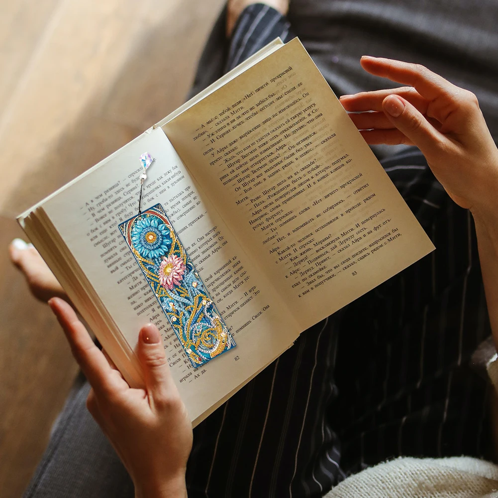 

4Pcs Special Shape Flowers 5D DIY Diamond Painting Bookmark for Book Lovers
