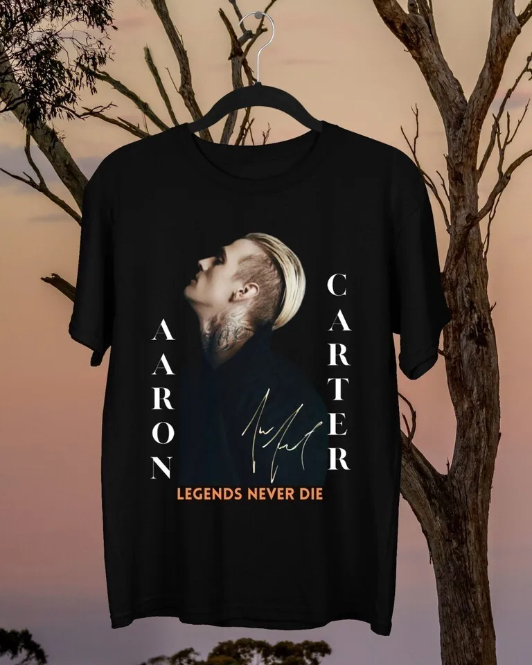 Aaron Carter Signed Heavy Cotton All Size Unisex Black Tee Shirt AA167