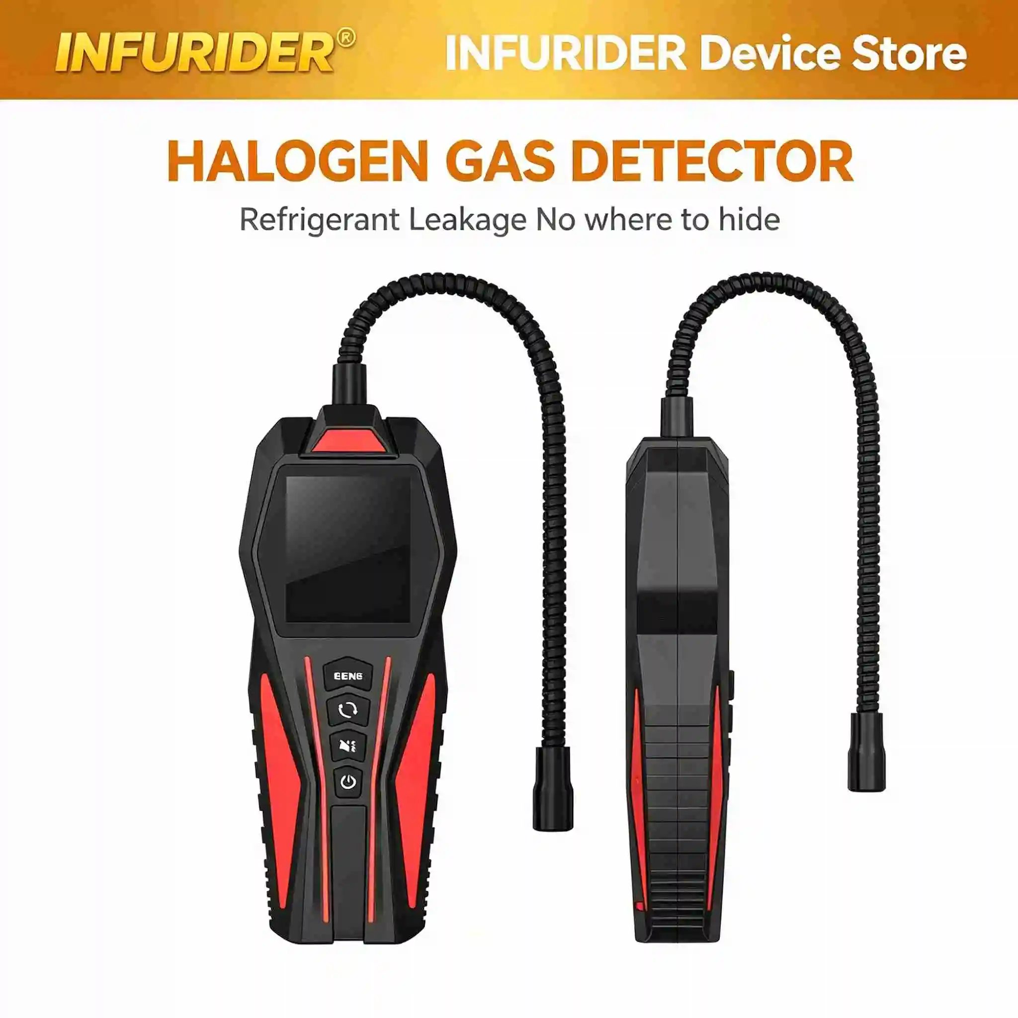 Refrigerant Gas Leak Detector for AC R22 R134a R410a CFCs HCFCs HFCs Halogen Gas Tester with Sound Vibration Alarm 3 Sensitivity