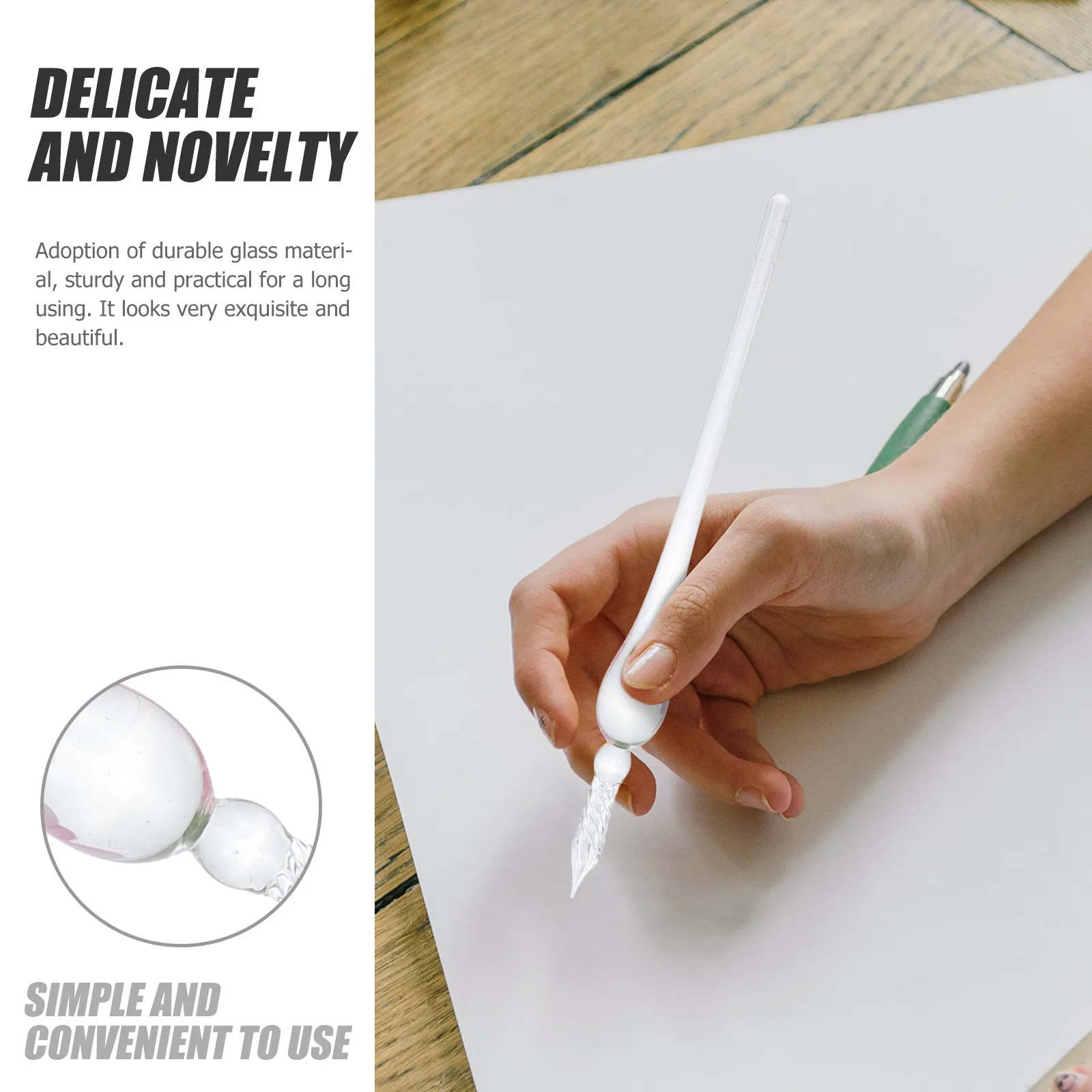 

Handmade Glass Dip Pen Vintage Clear Glass Calligraphy Practice Pen Drawing Portable Lightweight Elegant Multi-Function