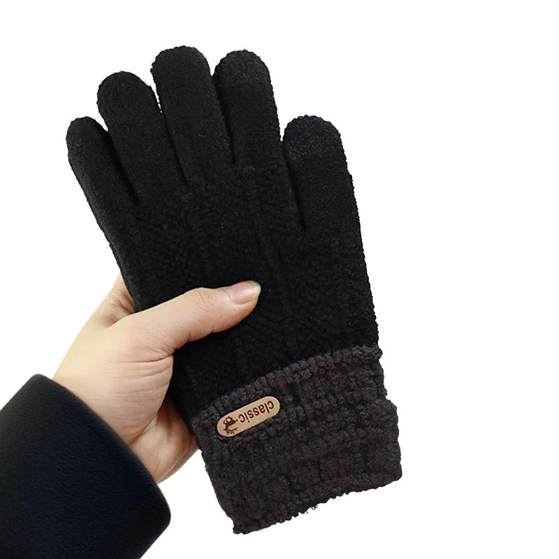 AliExpress nanatongxue Touchscreen Cotton Gloves for Men, Winter Warm Fleece-Lined Thick Knitted Gloves for Cycling, Cold-Proof for Women in Northeast Winter
